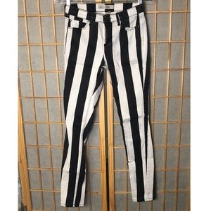 Top Shop Black & White Striped Skinny Jeans